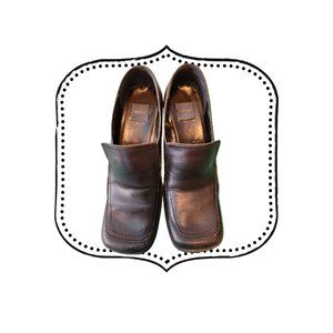 Transit black leather heeled loafers